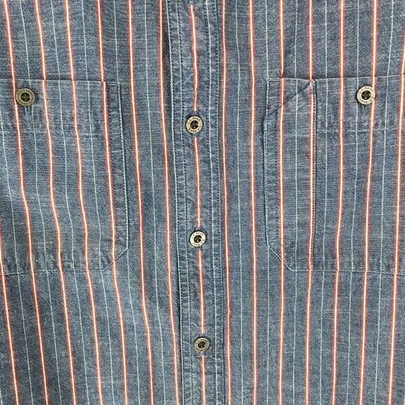 L.L. Bean Button Up Shirt Men's Large Striped Long Sleeve Cotton Casual Pockets - Picture 2 of 9
